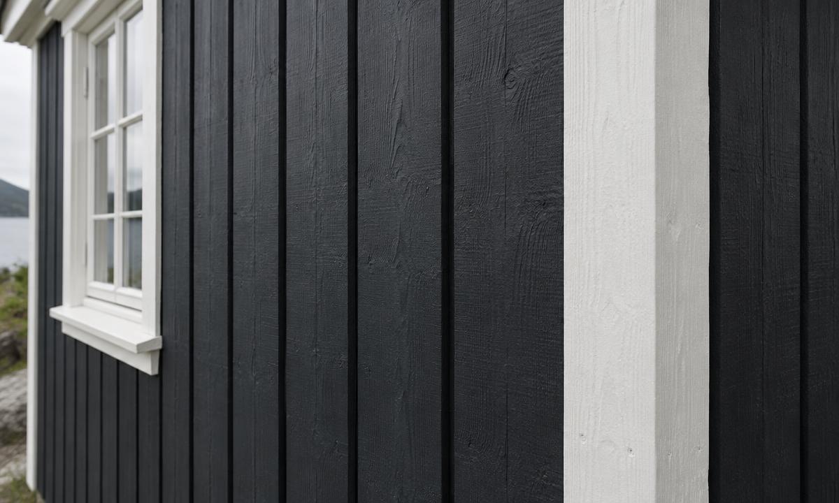Stemningsbilde: malt trepanel i mørk farge